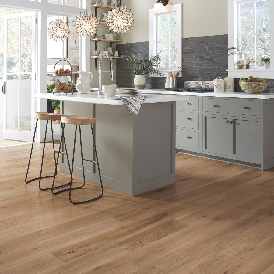 white stone counters in a modern kitchen